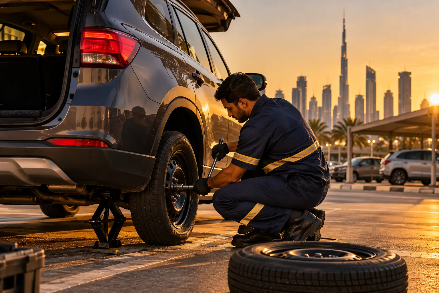 Spare tyre replacement in Dubai